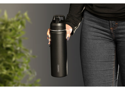 Termo con Sorbete Tramontina 650 ml en Acero Revestido Negro