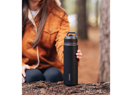 Termo con Sorbete Tramontina 650 ml en Acero Revestido Negro