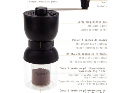 Molinillo de Café Tramontina en Plástico ABS con Molino de Cerámica
