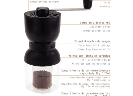 Molinillo de Café Tramontina en Plástico ABS con Molino de Cerámica