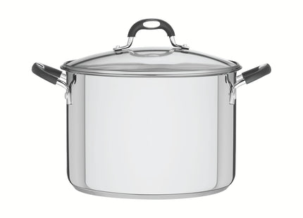 Olla alta Astro Silicone de acero inoxidable con fondo triple con tapa de vidrio de 28 cm y 11.4l Tramontina