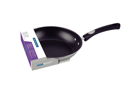 Sartén Tramontina Solar Silicone raso de acero inoxidable fondo triple revestimiento interno antiadherente con mango de silicona, de 20 cm y 1.3 L