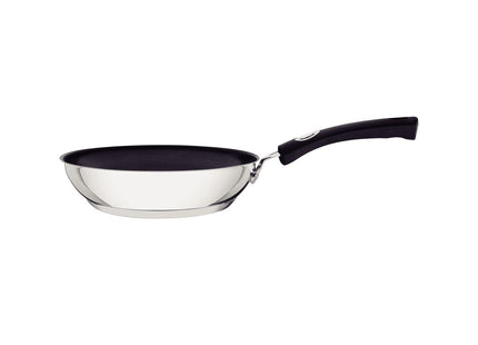 Sartén Tramontina Solar Silicone raso de acero inoxidable fondo triple revestimiento interno antiadherente con mango de silicona, de 20 cm y 1.3 L