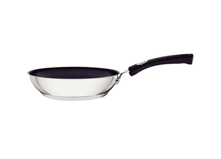 Sartén Tramontina Solar Silicone raso de acero inoxidable fondo triple revestimiento interno antiadherente con mango de silicona, de 20 cm y 1.3 L