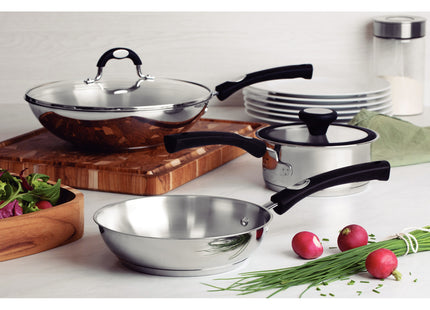 Wok Tramontina Astro Silicone de Acero Inoxidable con Fondo Triple y Tapa de Vidrio 28 cm 3.3 L
