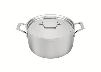 Cacerola Tramontina Grano rasa de acero inoxidable cuerpo triple con tapa y asas 24 cm 4.7 L