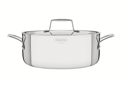 Cacerola Tramontina Grano rasa de acero inoxidable cuerpo triple con tapa y asas 24 cm 4.7 L