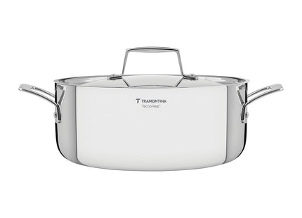 Cacerola Tramontina Grano rasa de acero inoxidable cuerpo triple con tapa y asas 24 cm 4.7 L
