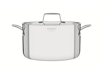 Cacerola Tramontina Grano honda de acero inoxidable cuerpo triple con tapa y asas 20 cm 3.8 L