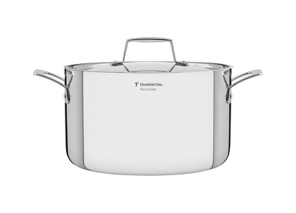 Cacerola Tramontina Grano honda de acero inoxidable cuerpo triple con tapa y asas 20 cm 3.8 L
