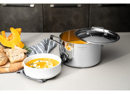 Cacerola Tramontina Grano honda de acero inoxidable cuerpo triple con tapa y asas 20 cm 3.8 L