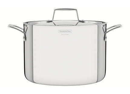 Olla Alta Tramontina Grano de acero inoxidable cuerpo triple con tapa y asas 24 cm 7.7 L