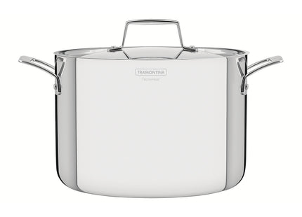 Olla Alta Tramontina Grano de acero inoxidable cuerpo triple con tapa y asas 24 cm 7.7 L