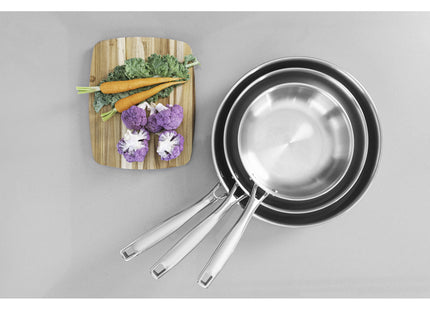 Sartén Tramontina Grano de acero inoxidable cuerpo triple con mango 20 cm 1.2 L