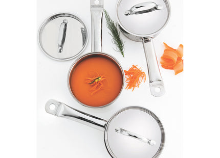 Olla Tramontina Professional de acero inoxidable fondo triple con tapa plana detalle satinado 20 cm 2.9 L