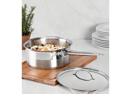 Olla Tramontina Professional de acero inoxidable fondo triple con tapa plana detalle satinado 20 cm 2.9 L