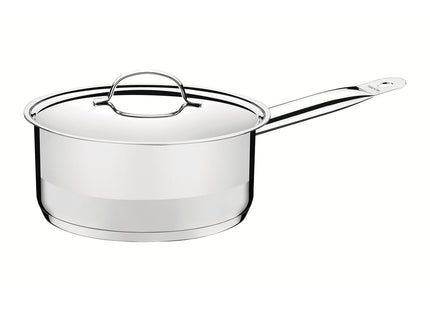 Olla Tramontina Professional de acero inoxidable fondo triple con tapa plana detalle satinado 24 cm 4.7 L