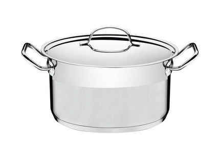Cacerola Tramontina Professional honda de acero inoxidable fondo triple con tapa plana detalle satinado 24 cm 6.1 L