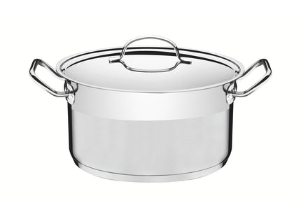 Cacerola Tramontina Professional honda de acero inoxidable fondo triple con tapa plana detalle satinado 24 cm 6.1 L