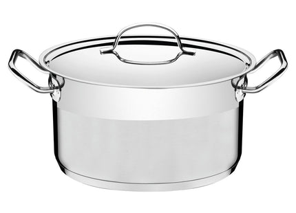 Cacerola Tramontina Professional honda de acero inoxidable fondo triple con tapa plana detalle satinado 28 cm 8.4 L