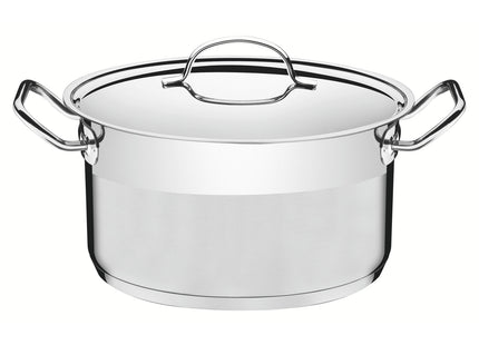 Cacerola Tramontina Professional honda de acero inoxidable fondo triple con tapa plana detalle satinado 28 cm 8.4 L
