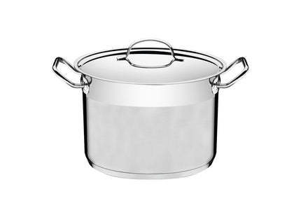 Olla Alta Tramontina Professional de acero inoxidable fondo triple con tapa plana detalle satinado 20 cm 4.6 L