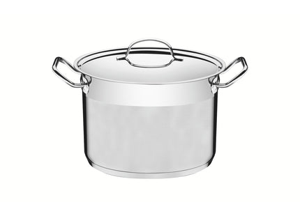 Olla Alta Tramontina Professional de acero inoxidable fondo triple con tapa plana detalle satinado 20 cm 4.6 L