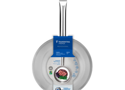 Sartén Tramontina Professional raso de acero inoxidable fondo triple con mango 20 cm 1.1 L