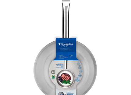 Sartén Tramontina Professional raso de acero inoxidable fondo triple con mango 20 cm 1.1 L