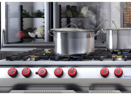 Olla alta Tramontina Professional de acero inoxidable fondo triple con tapa y asas 28 cm 15.7 L