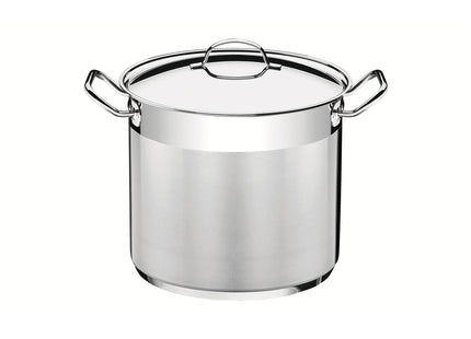 Olla alta Tramontina Professional de acero inoxidable fondo triple con tapa y asas 24 cm 9.6 L