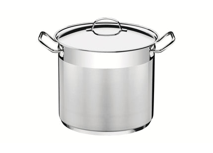 Olla alta Tramontina Professional de acero inoxidable fondo triple con tapa y asas 24 cm 9.6 L