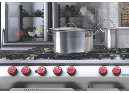 Olla alta Tramontina Professional de acero inoxidable fondo triple con tapa y asas 24 cm 9.6 L