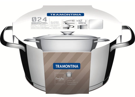 Cacerola rasa  Allegra de acero inoxidable con fondo triple de 24 cm y 4.2 l Tramontina