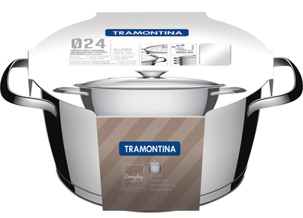 Cacerola rasa  Allegra de acero inoxidable con fondo triple de 24 cm y 4.2 l Tramontina