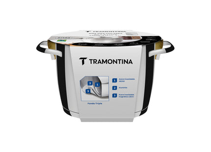 Olla Allegra de acero inoxidable con fondo triple y tapa de vidrio de 22 cm  y 5.5 L Tramontina