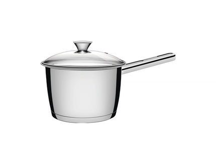 Olla Allegra con mango de acero inoxidable con fondo triple y tapa de vidrio de 16 cm y 2.1 L Tramontina