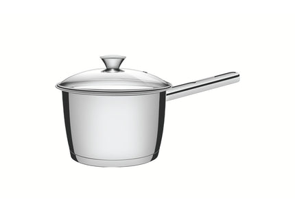 Olla Allegra con mango de acero inoxidable con fondo triple y tapa de vidrio de 16 cm y 2.1 L Tramontina