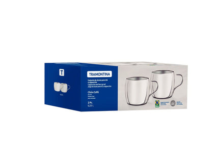 Juego de tazas Tramontina para té y cappuccino de acero inoxidable terminación brillante 2 piezas