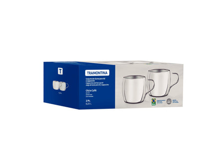 Juego de tazas Tramontina para té y cappuccino de acero inoxidable terminación brillante 2 piezas