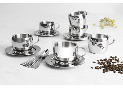 Juego de tazas Tramontina para té y cappuccino de acero inoxidable terminación brillante 2 piezas