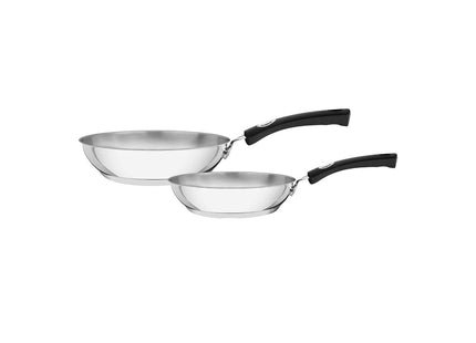 Juego de sartenes Tramontina Solar Silicone de acero inoxidable con fondo triple y mango de silicona 2 piezas