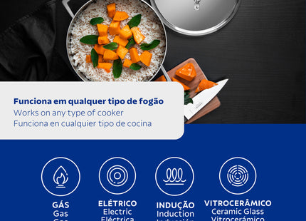 Batería Tramontina Grano de acero inoxidable con cuerpo triple 4 piezas