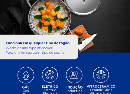 Batería Tramontina Grano de acero inoxidable con cuerpo triple 4 piezas