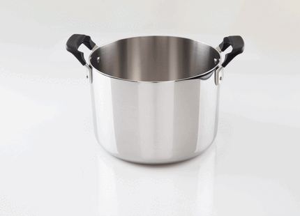 Batería de Cocina Tramontina Grano Compact en Acero Inoxidable con Cuerpo Triple y Asas en Baquelita Negro 3 piezas
