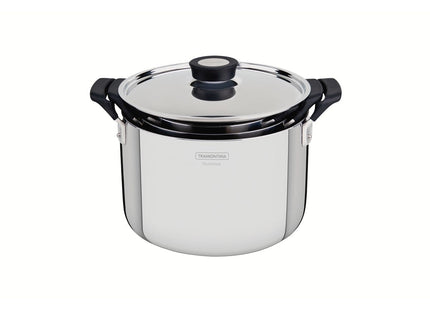 Batería de Cocina Tramontina Grano Compact en Acero Inoxidable con Cuerpo Triple y Asas en Baquelita Negro 3 piezas