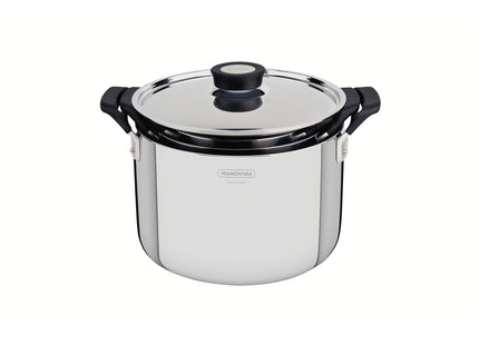 Batería de Cocina Tramontina Grano Compact en Acero Inoxidable con Cuerpo Triple y Asas en Baquelita Negro 3 piezas