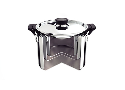 Batería de Cocina Tramontina Grano Compact en Acero Inoxidable con Cuerpo Triple y Asas en Baquelita Negro 3 piezas