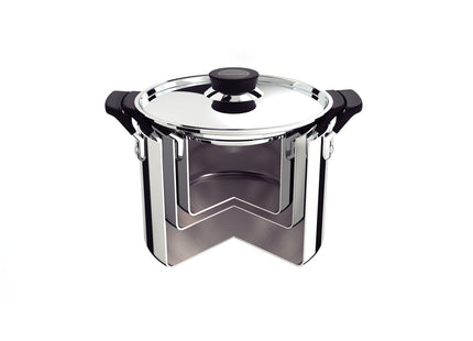 Batería de Cocina Tramontina Grano Compact en Acero Inoxidable con Cuerpo Triple y Asas en Baquelita Negro 3 piezas