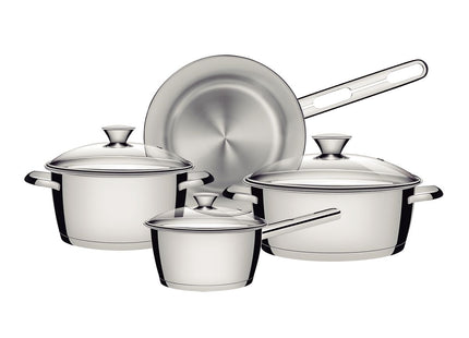 Batería de cocina Allegra de acero inoxidable con fondo triple de 4 piezas Tramontina